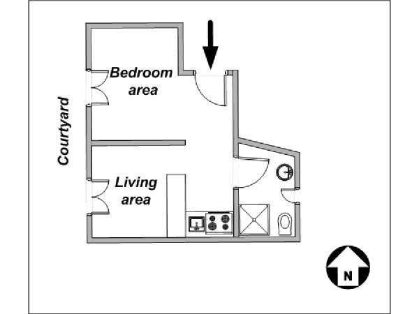 Parigi Grande monolocale appartamento - piantina approssimativa dell' appartamento  (PA-3789)