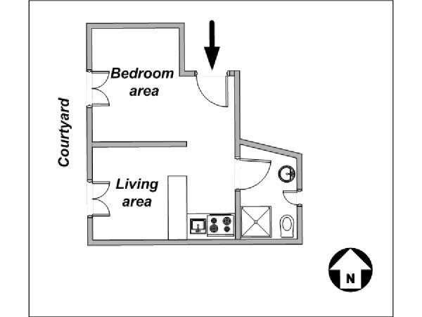 Paris Studio mit Alkoven wohnungsvermietung - layout  (PA-3789)