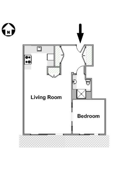 Paris 1 Bedroom accommodation - apartment layout  (PA-3808)