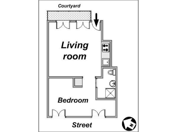 Paris T2 logement location appartement - plan sch&eacute;matique  (PA-3880)