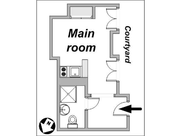 Paris Studio apartment - apartment layout  (PA-3909)