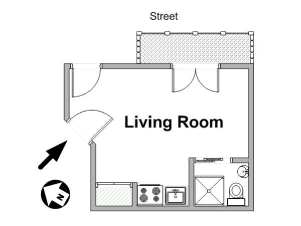 Paris Studio apartment - apartment layout  (PA-3979)