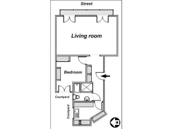 Paris 1 Bedroom apartment - apartment layout  (PA-4030)