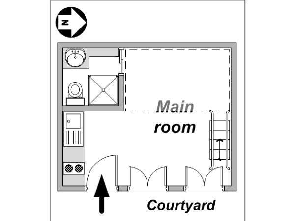 Parigi Monolocale appartamento - piantina approssimativa dell' appartamento  (PA-4063)