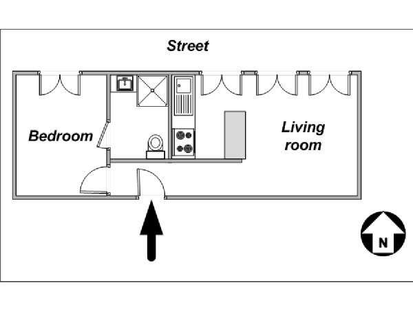 Paris 1 Bedroom apartment - apartment layout  (PA-4064)