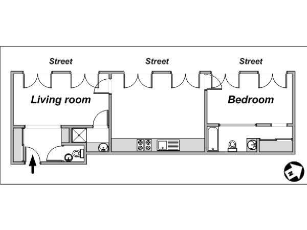 Paris 1 Bedroom apartment - apartment layout  (PA-4069)