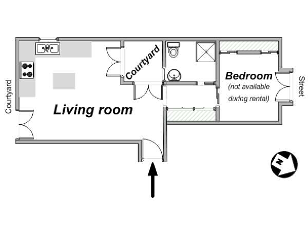 Paris T2 appartement bed breakfast - plan schématique  (PA-4073)