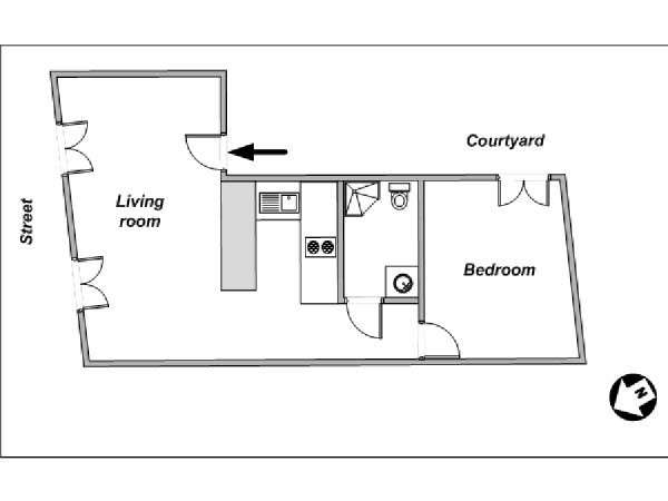 Paris 1 Bedroom apartment - apartment layout  (PA-4081)