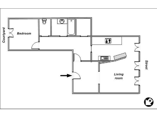 Paris 1 Bedroom apartment - apartment layout  (PA-4084)