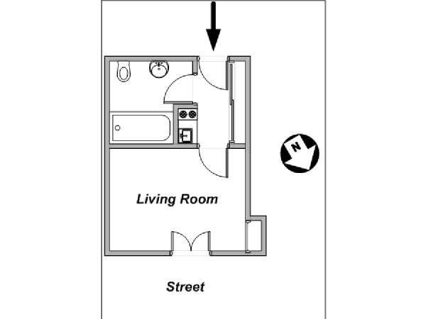 Paris Studio T1 logement location appartement - plan schématique  (PA-4122)
