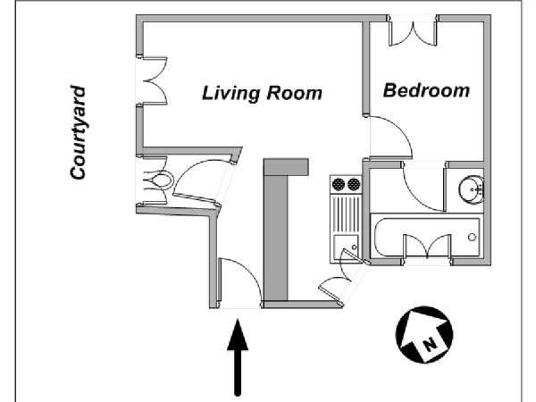 Paris 1 Bedroom apartment - apartment layout  (PA-4123)