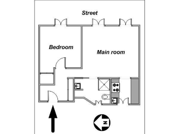 Paris 1 Bedroom apartment - apartment layout  (PA-4127)