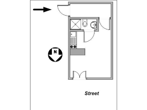 Paris Studio T1 logement location appartement - plan schématique  (PA-4134)