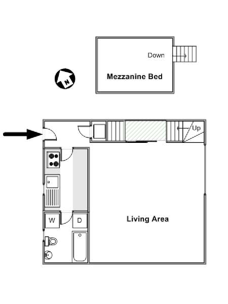 Paris Studio avec Alcôve T1 logement location appartement - plan schématique  (PA-4141)