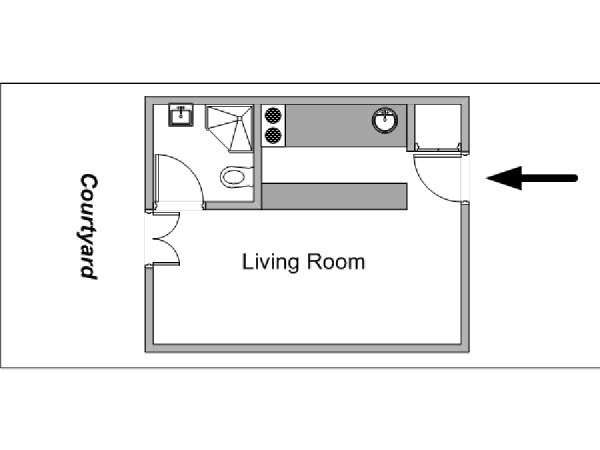 Paris Studio T1 logement location appartement - plan schématique  (PA-4143)