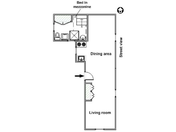 Paris Studio T1 logement location appartement - plan schématique  (PA-4146)