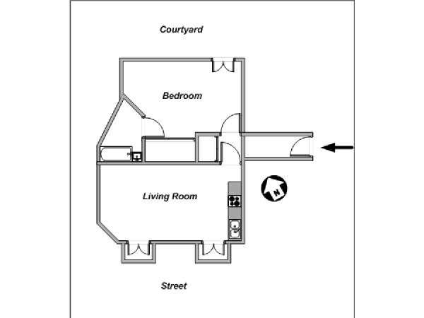Paris 1 Bedroom apartment - apartment layout  (PA-4151)