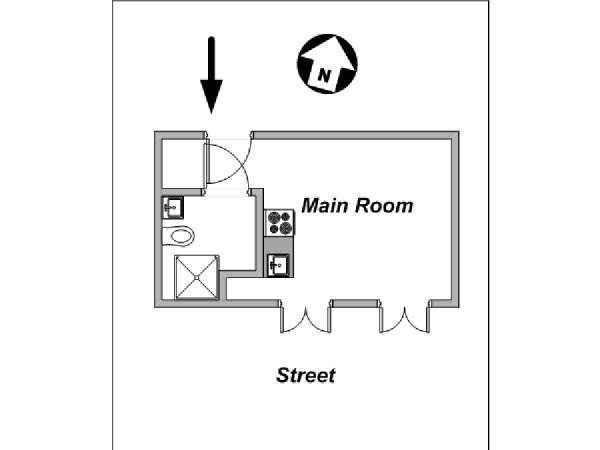 Paris Studio T1 logement location appartement - plan schématique  (PA-4154)