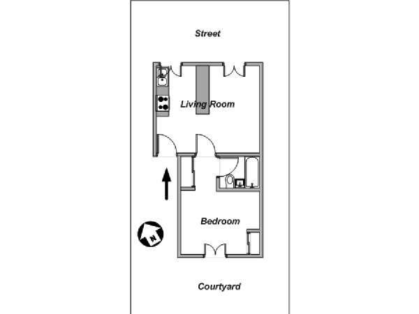 Paris 1 Bedroom apartment - apartment layout  (PA-4155)
