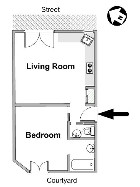 Paris 1 Bedroom apartment - apartment layout  (PA-4157)