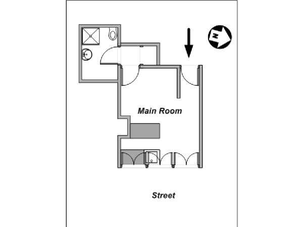 Paris Studio T1 logement location appartement - plan schématique  (PA-4159)