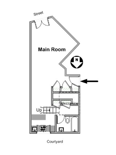 Paris Studio T1 logement location appartement - plan schématique  (PA-4161)