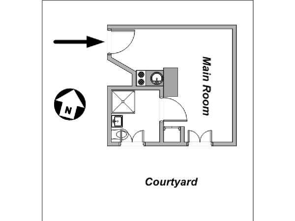 Paris Studio T1 logement location appartement - plan schématique  (PA-4170)