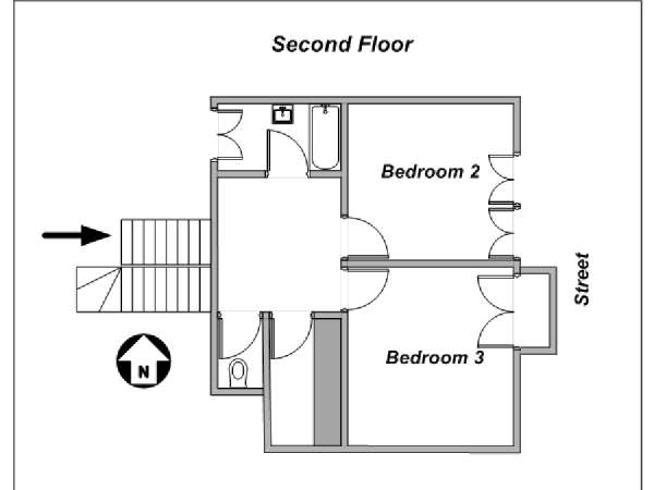 Parigi 3 Camere da letto - Triplex appartamento - piantina approssimativa dell' appartamento 3 (PA-4175)