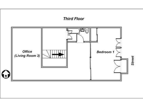 Paris 3 Bedroom - Triplex apartment - apartment layout 4 (PA-4175)
