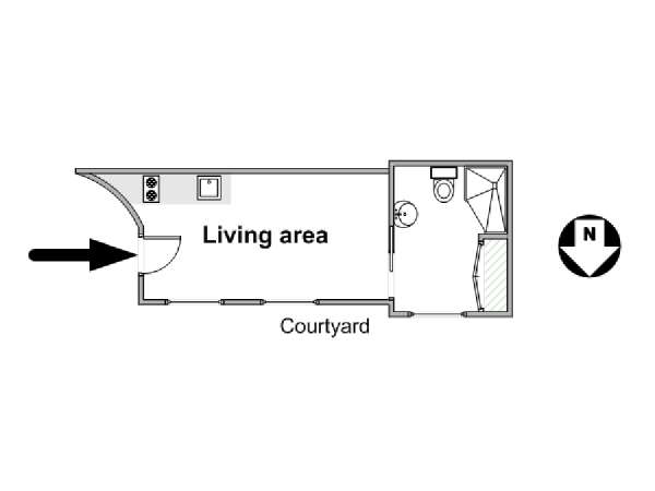 Parigi Monolocale appartamento - piantina approssimativa dell' appartamento  (PA-4179)