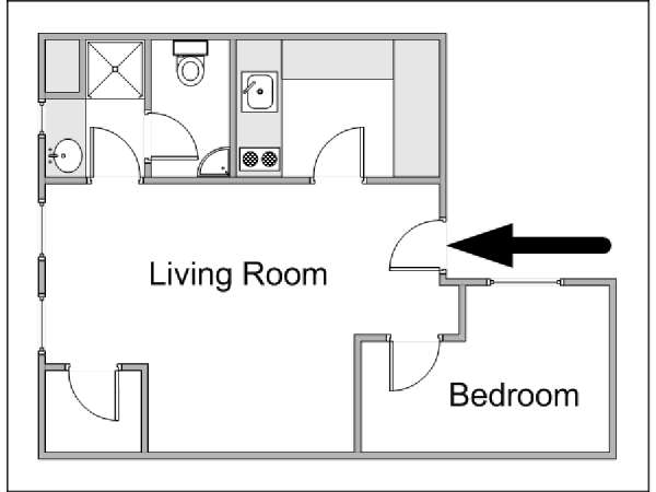 Paris 1 Bedroom apartment - apartment layout 1 (PA-4197)