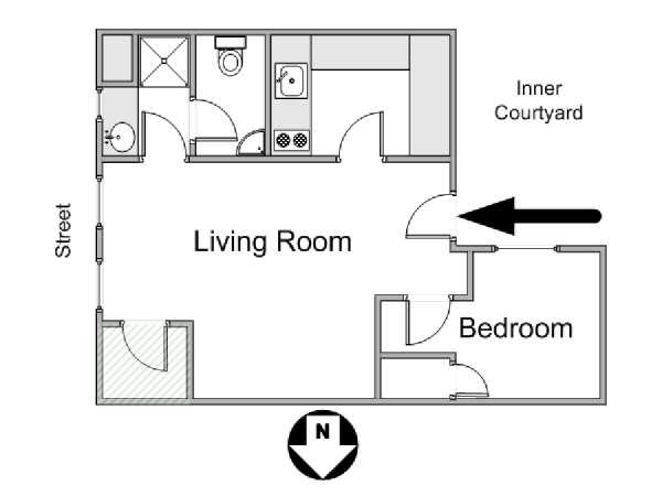 Paris 1 Bedroom apartment - apartment layout 2 (PA-4197)