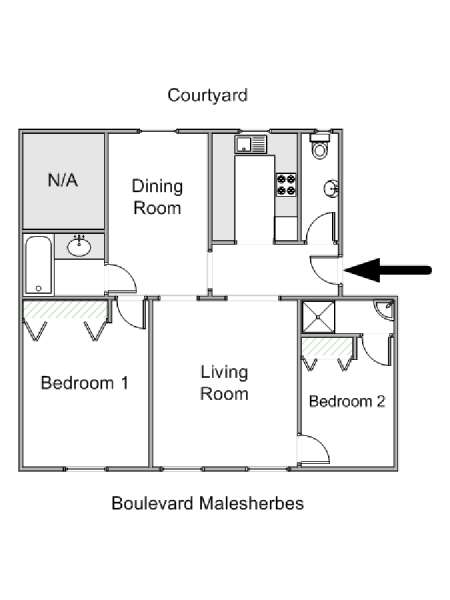 Par&iacute;s 2 Dormitorios apartamento - esquema  (PA-4219)