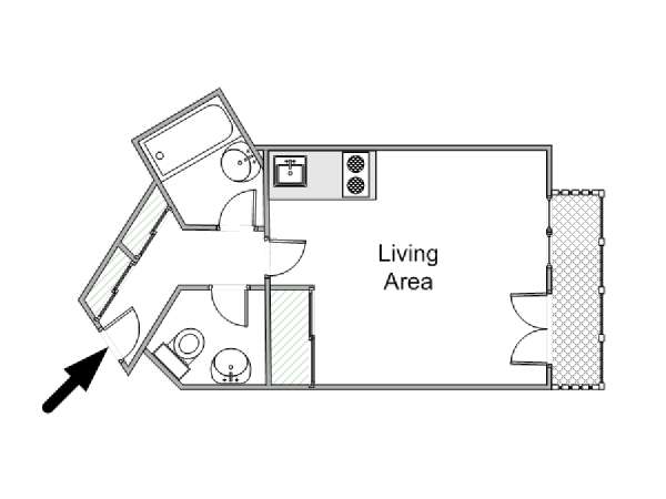 Parigi Monolocale appartamento - piantina approssimativa dell' appartamento  (PA-4245)