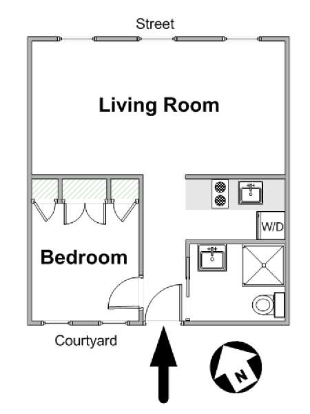 Parigi 1 Camera da letto appartamento - piantina approssimativa dell' appartamento  (PA-4252)