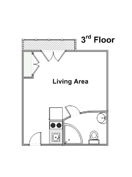 Parigi Monolocale appartamento - piantina approssimativa dell' appartamento  (PA-4263)