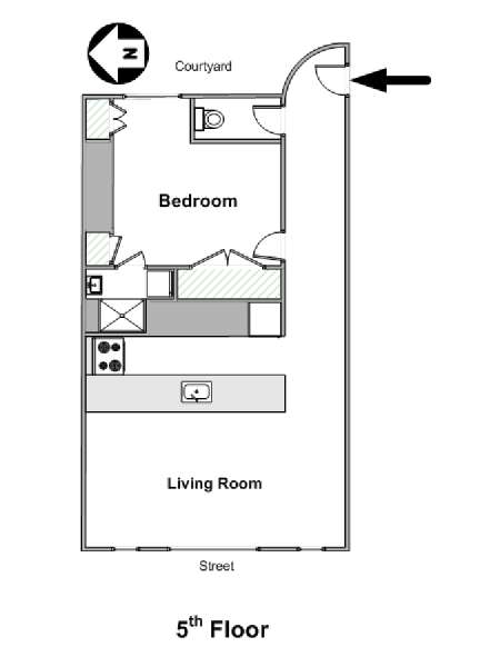 Parigi 1 Camera da letto appartamento - piantina approssimativa dell' appartamento  (PA-4268)