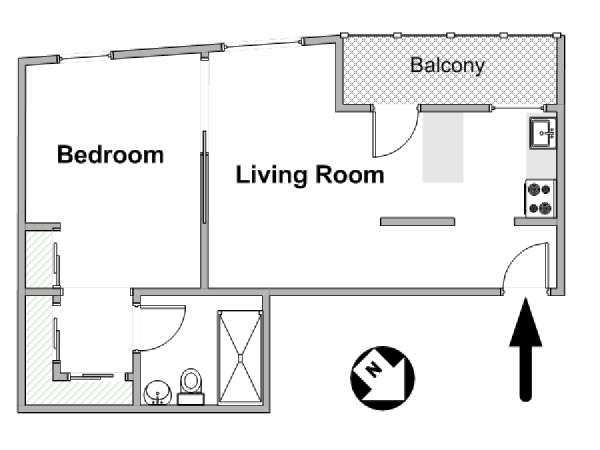 Parigi 1 Camera da letto appartamento - piantina approssimativa dell' appartamento  (PA-4285)