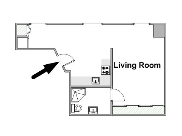 Paris Studio T1 logement location appartement - plan schématique  (PA-4296)