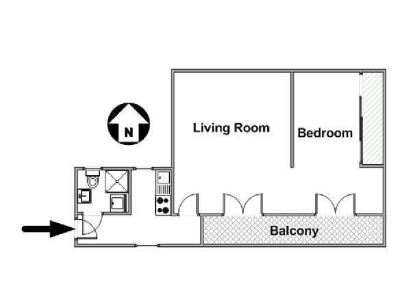 Paris Alcove Studio apartment - apartment layout  (PA-4303)