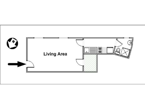 Parigi Monolocale appartamento - piantina approssimativa dell' appartamento  (PA-4332)