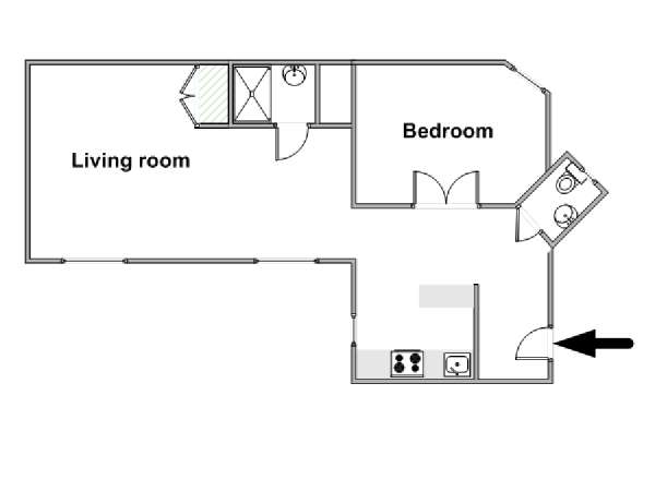 Paris 1 Bedroom apartment - apartment layout  (PA-4333)