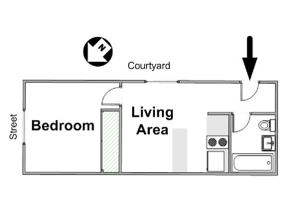 Parigi 1 Camera da letto appartamento - piantina approssimativa dell' appartamento  (PA-4342)