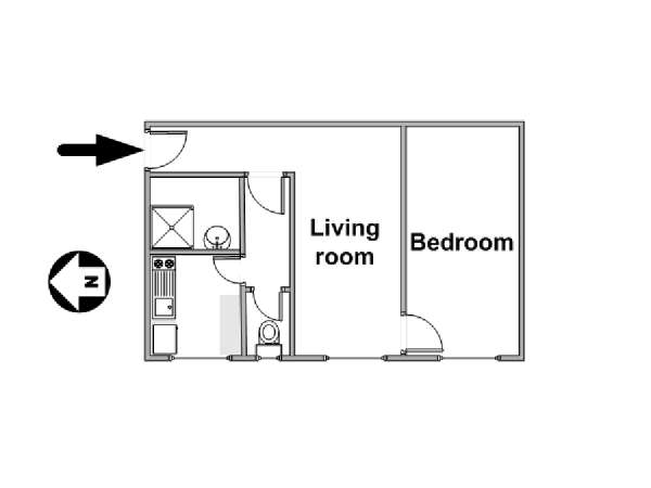 Paris 1 Bedroom apartment - apartment layout  (PA-4358)