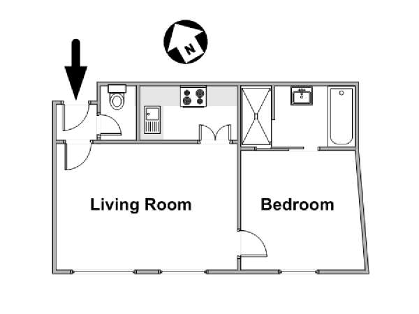 Parigi 1 Camera da letto appartamento - piantina approssimativa dell' appartamento  (PA-4372)
