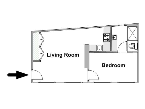 Paris 1 Bedroom apartment - apartment layout  (PA-4387)