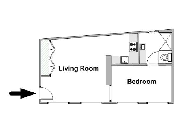 Paris T2 logement location appartement - plan schématique  (PA-4388)