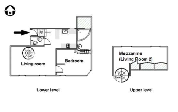 Paris T2 - Loft logement location appartement - plan schématique  (PA-4396)