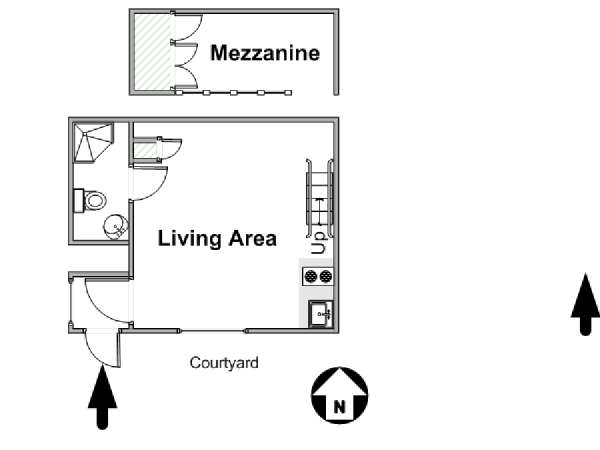Paris Studio T1 logement location appartement - plan schématique  (PA-4425)