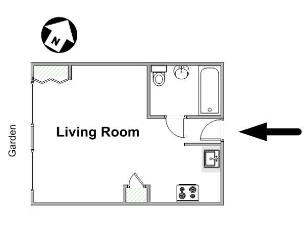 Paris Studio T1 logement location appartement - plan schématique  (PA-4427)